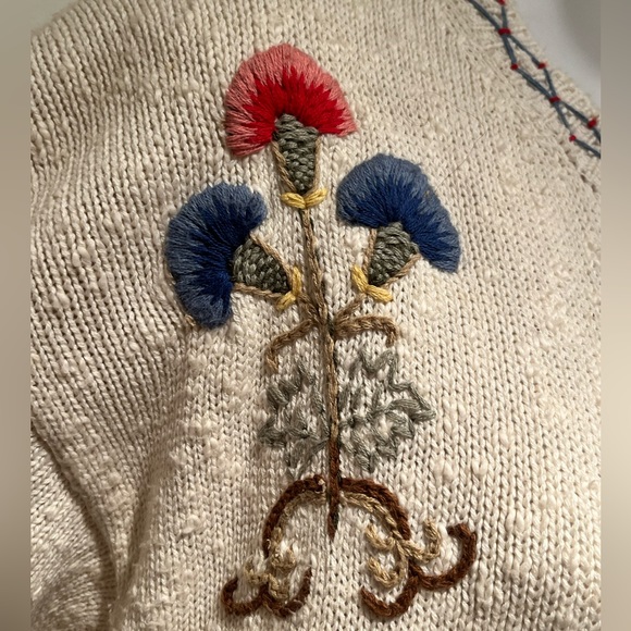 Vintage Susan Bristol Cream Teacher Cardigan Sweater Size M  Hand Embroidered - Picture 8 of 14